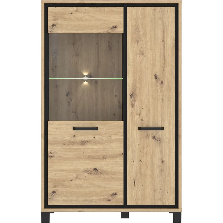 FORTE 'Trondheim' Highboardvitrine, Holzwerkstoff, Schwarz/Braun, 101,4 x 161 x 41,5 cm – Bild 5