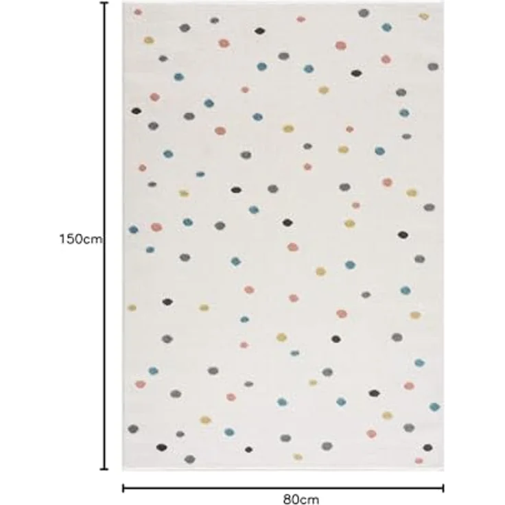 Teppich Kinderzimmer - Cream - 80x150cm - Spielteppich Bunte Punkte Kurzflor Kinderteppich – Oeko-Tex Standard 100 – Bild 3