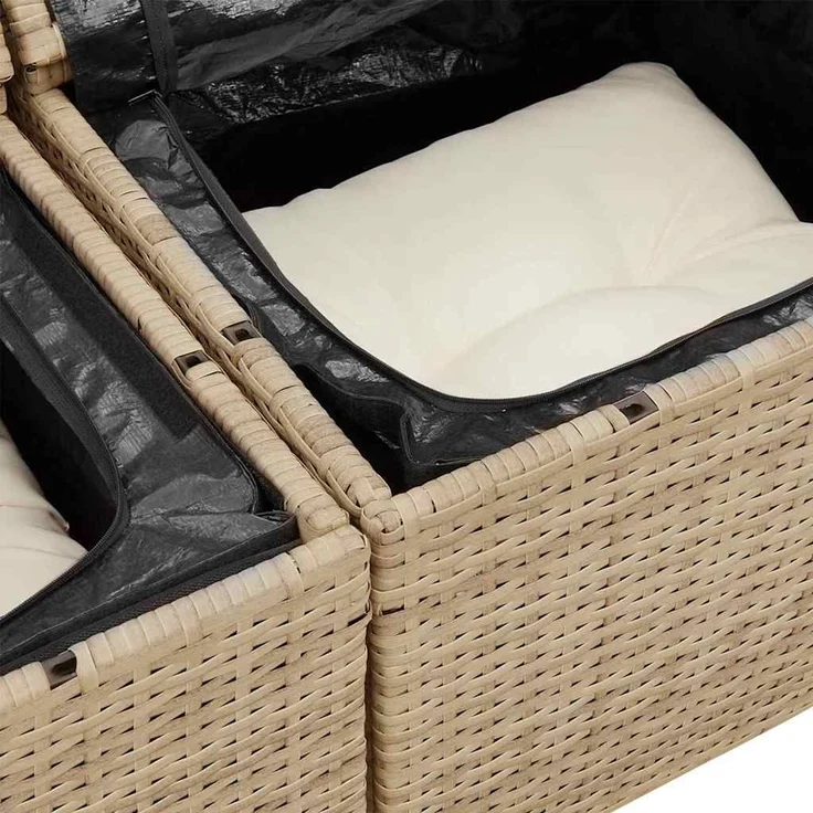 vidaXL Garten-Sofa-Set mit Speicher 6 pcs Beige Poly Rattan 3358059 – Bild 7