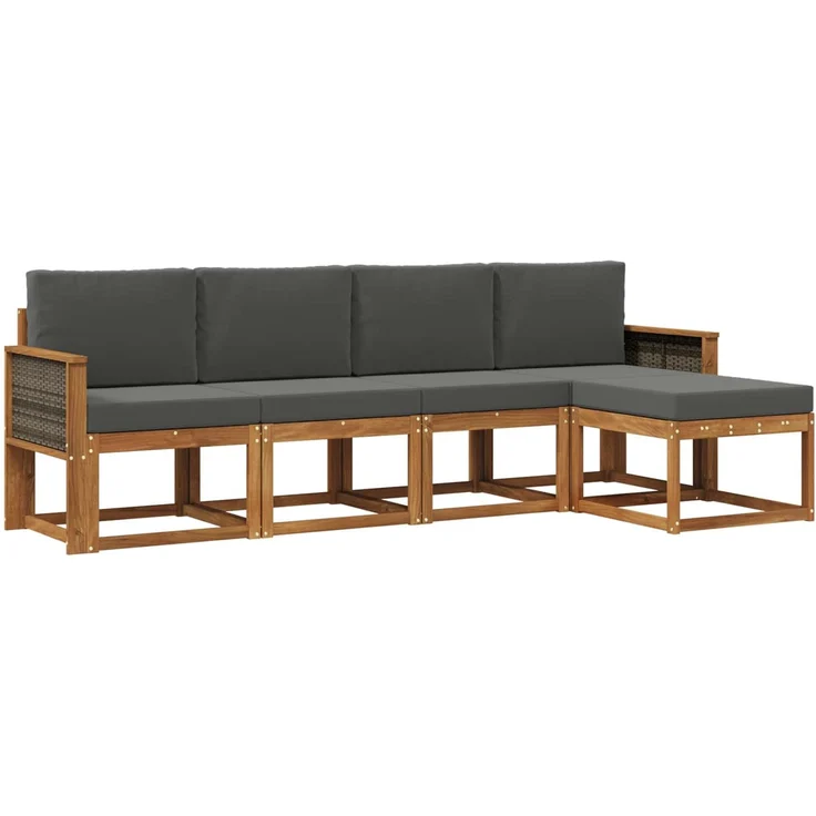 vidaXL Outdoor-Sofagarnitur 5 stk. 5-Sitzer Natur und Anthrazit 3385128 – Bild 2
