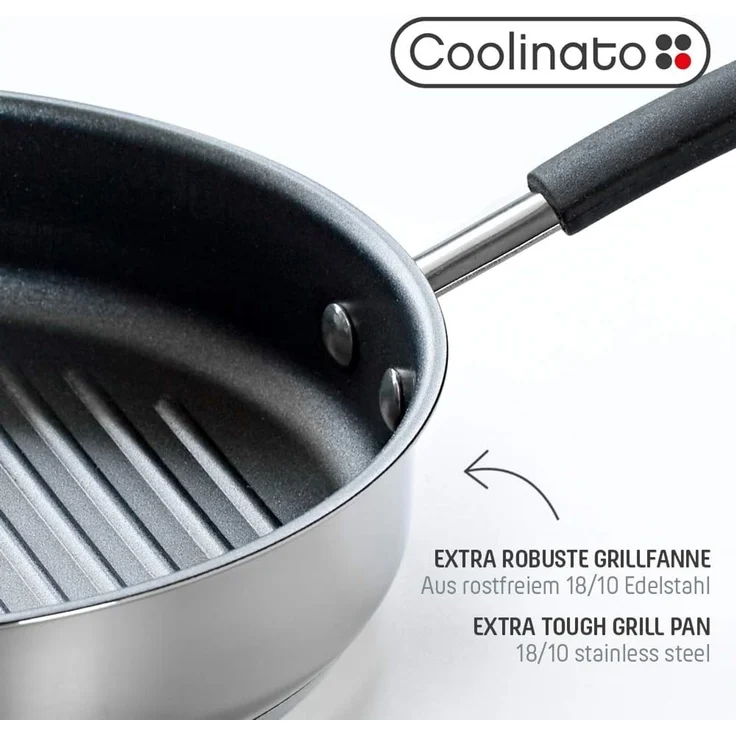 Coolinato Grillpfanne 2tlg Set 26cm Pfanne + Glasdeckel, (2-tlg) – Bild 5