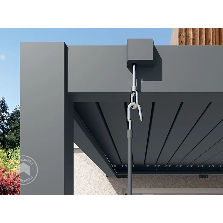 PRIMEYARD Terrassenüberdachung 3x4 m Aluminium-Pfosten mit Lamellendach aus Alu anthrazitfarbene Anbau-Pergola – Bild 7