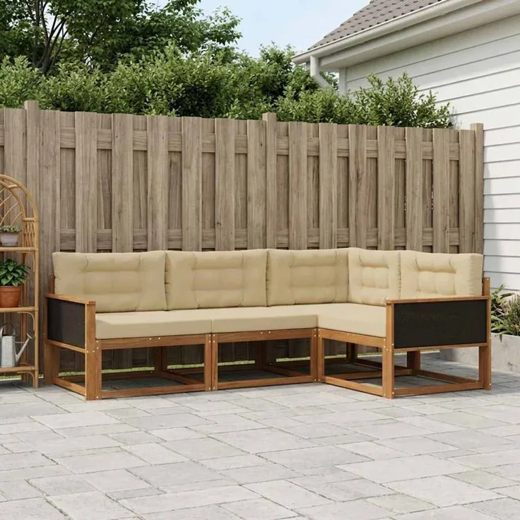 vidaXL Outdoor-Sofagarnitur 4 stk. 4-Sitzer Natur und Beige 3382516