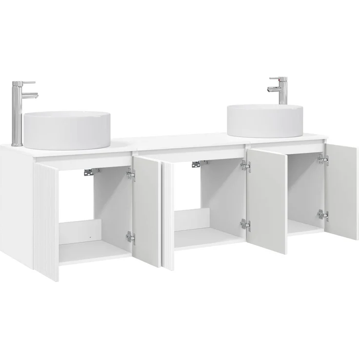 vidaXL Badezimmerschrank-Set 3 stk. Hochglanz Weiß 3405731 – Bild 3