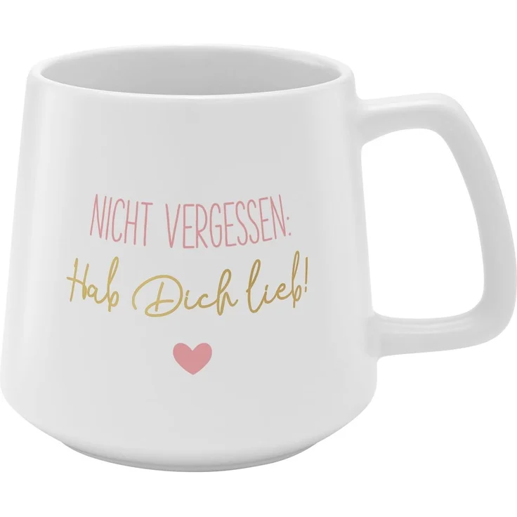 GRUSS & CO Tasse konisch "Hab dich lieb!" | Steinzeug, 43 cl, mehrfarbig | Geschenk Verliebte | 48447
