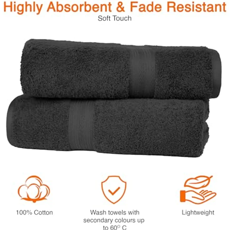 Amazon Basics Badetuch Set, 100 % Baumwolle, 70 x 140 cm, 2 Stück, maschinenwaschbar, saugfähig – Bild 4