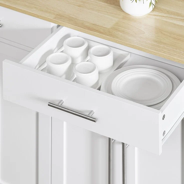 SoBuy FKW129-WN Kücheninsel, MDF, Melamin, Weiß, 107 x 91 x 46 cm – Bild 7