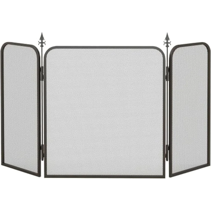HOMCOM Kamingitter mit 3 Paneelen (Kaminschutzgitter, 1-tlg, Funkenschutzgitter), für Wohnzimmer, Schlafzimmer, Metall, 96x56 cm, Schwarz – Bild 1