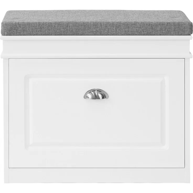 SoBuy FSR82-K-W Schuhbank, MDF, Lackiert, Weiß, 61 x 51 x 24 cm