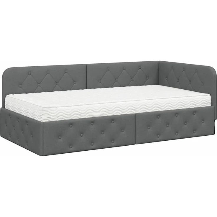 vidaXL Eckbettgestell Dunkelgrau 90 x 190 cm Stoff 3394038 – Bild 1