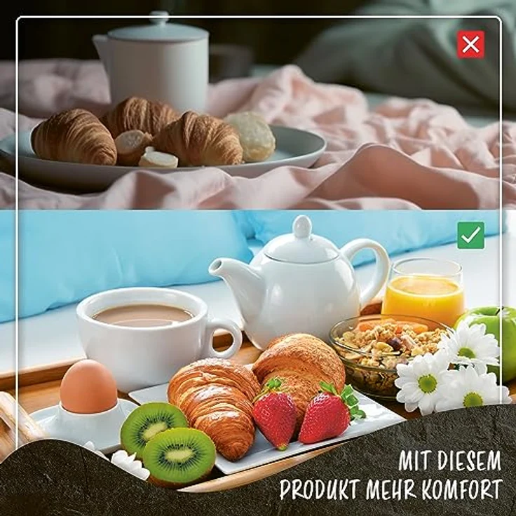 Dimono Tabletttisch DIMONO Bambus Bett Tablett – Klappbares Frühstücks- & Serviertablett, Serviertablett Betttisch – Bild 5