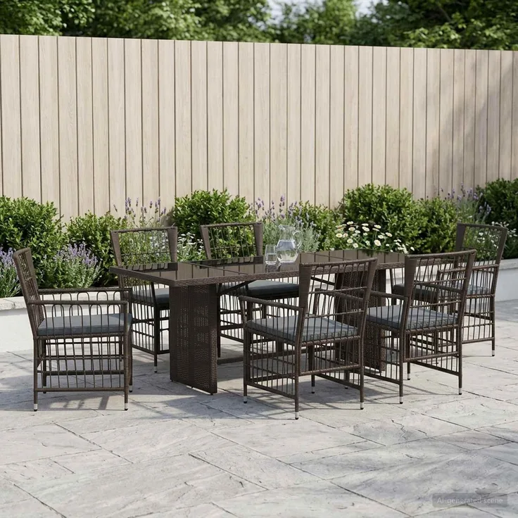 vidaXL Outdoor-Essgruppe 7 stk. Schwarz Poly-Rattan 3448948