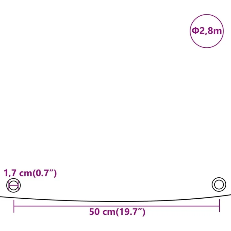 vidaXL Abdeckplane Grau Ø 2,8 m 650 g/m² 156207 – Bild 9