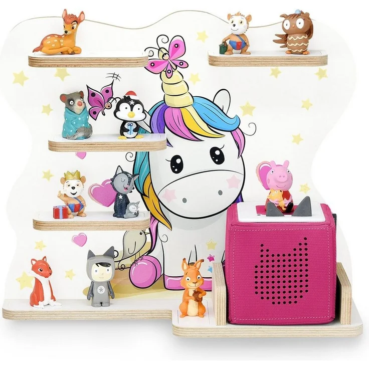 stadtecken Holzregal für Musikbox I passend für die Toniebox und ca. 35 Tonies I Perfekte Aufbewahrung im Kinderzimmer I zum Aufstellen oder Aufhängen (Pony, mittel) – Bild 5