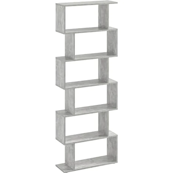 KOMTO Bücherregal Shelf 190 New Raumteiler Regal Standregal Holz und Hoch mit 6 Ebenen, S-Förmiges Modern Hochregal Aktenregal Büroregal 191x70x24 cm – Bild 6