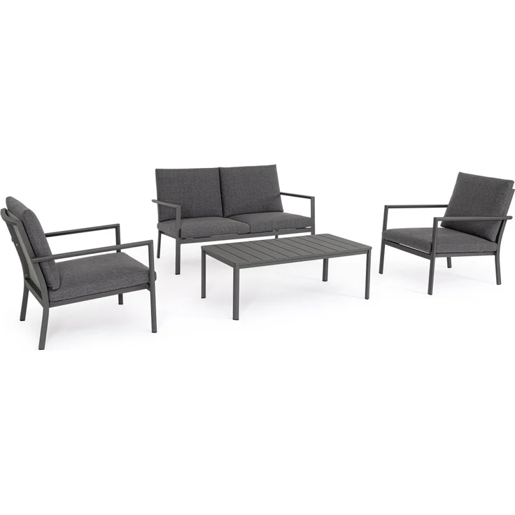 Garten-Set Ronoko aus Aluminium und Olefin-Gewebe, modern, anthrazit, 4-teilig für Outdoor – Bild 1