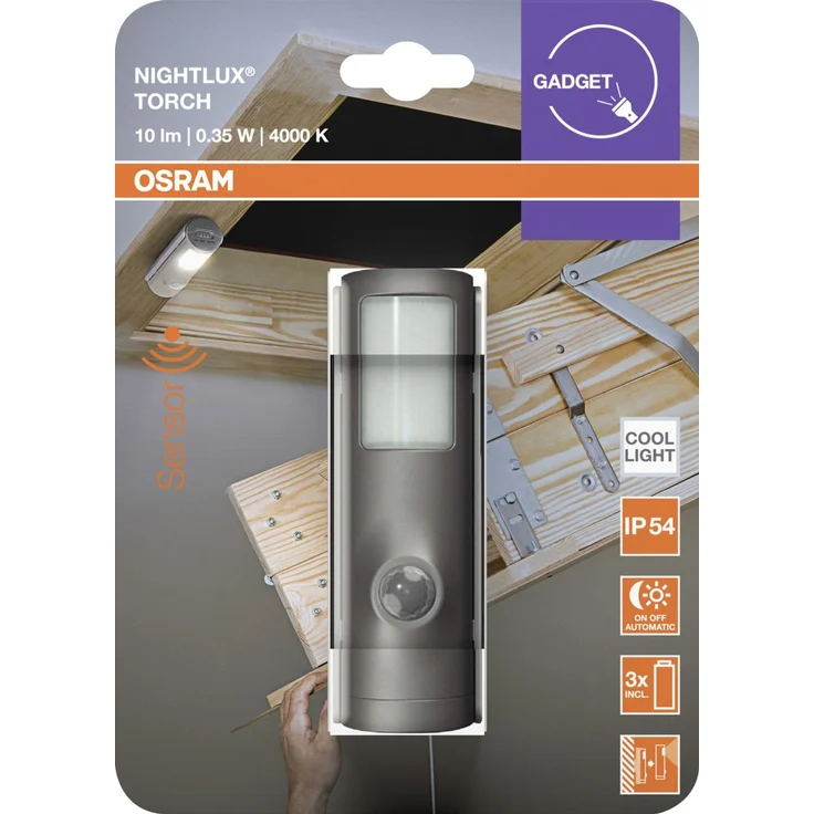 Osram LED-Nachtlicht Nightlux Torch mit Licht- & Bewegungssensor 10,8 cm kaltweiß silber – Bild 5