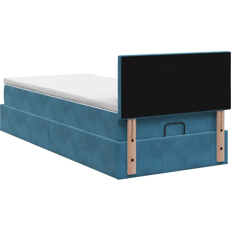 vidaXL Ottoman-Bett mit Matratze und LED Dunkelblau 90 x 200 cm Samt 3457189 – Bild 10