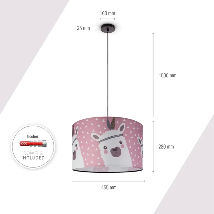Paco Home Pendelleuchte Ela 214, ohne Leuchtmittel, Kinderlampe Deckenlampe LED Kinderzimmer Lampe Lama-Motiv, E27 – Bild 3