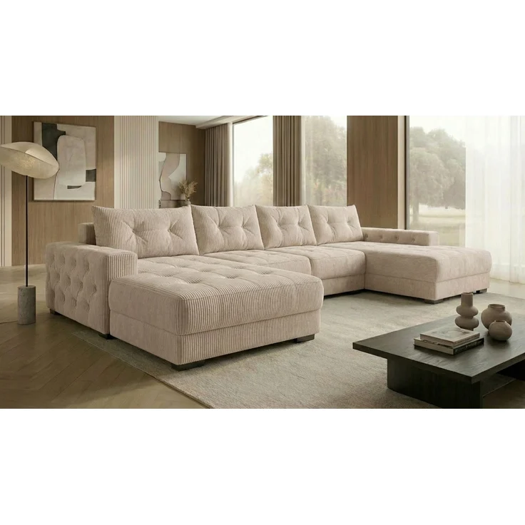 Ecksofa MODENA 320x185 cm – Stoff: ZOOM 02 Farbe: Beige – Bild 1