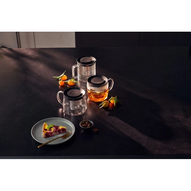 RESTO Kitchenware Teekanne Ain, hitzebeständige Glaskanne im 3D Design, Höhe ca. 13 cm, 1 l, (4-St), mit herausnehmbarem Filtersieb aus Edelstahl, im Geschenkkarton – Bild 2