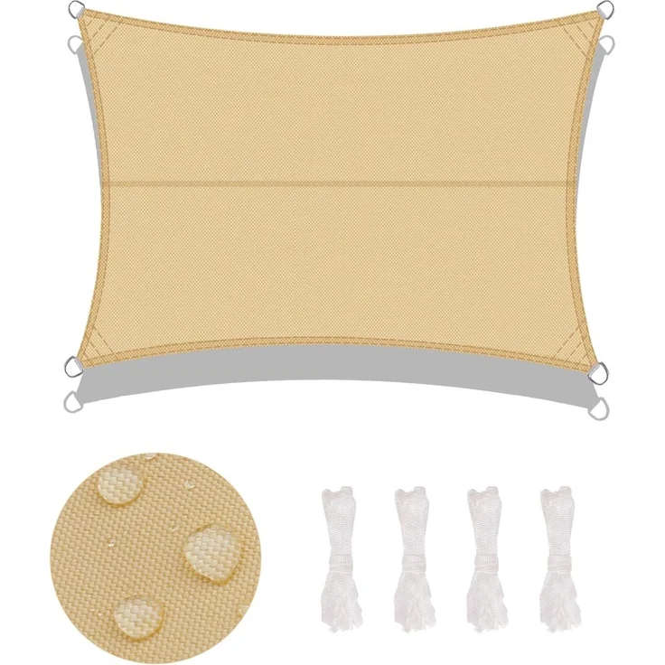 LOVE STORY Sonnensegel Wasserdicht 2. 5x5 m Rechteckig PES Polyester Sonnenschutz Windschutz Balkon Terrasse 95% UV-Schut,für Balkon Garten,Sandbeige – Bild 2