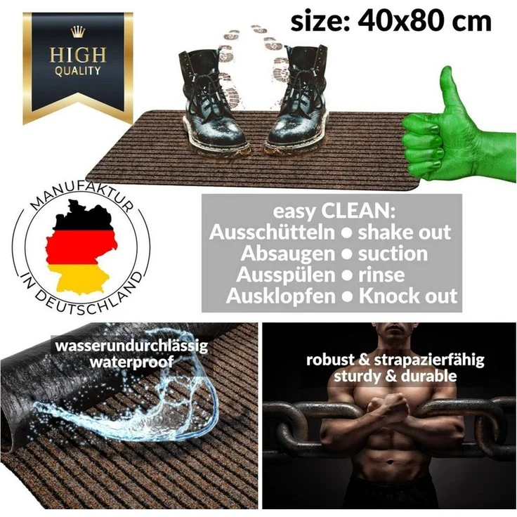 ANRO Fußmatte Türvorleger Schmutzfangmatte MiSCHA, eckig, Höhe: 8 mm, Robust-Weich Größe 50x100 cm – Bild 2