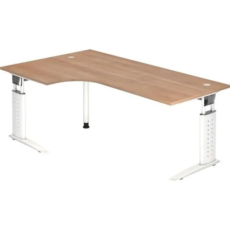 Winkeltisch US82 C-Fuß 200x120cm 90° Nussbaum Gestellfarbe: Weiß