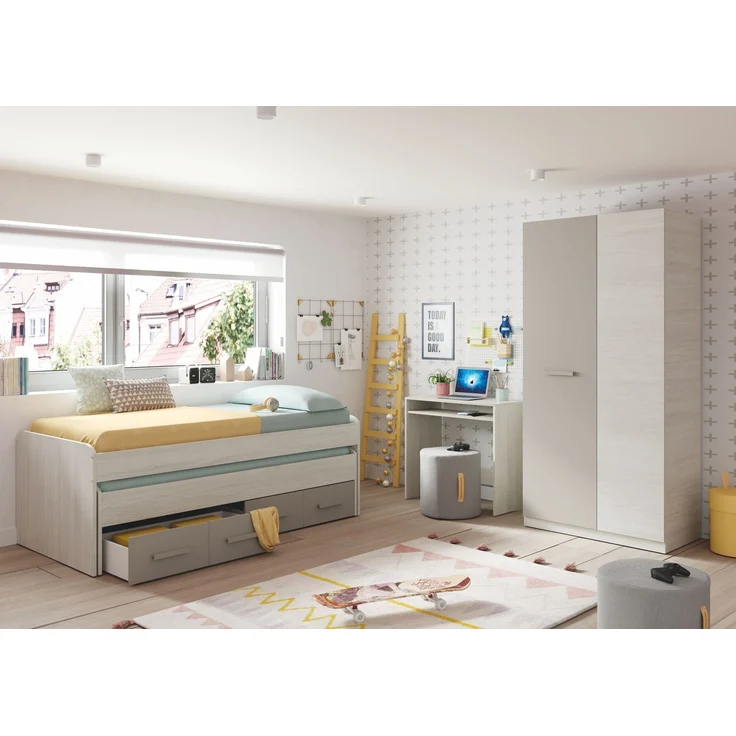 Jugendzimmer-Set >Ares Plus< in Alpen-Weiß / Basalt - 198x69x96 (BxHxT) – Bild 1