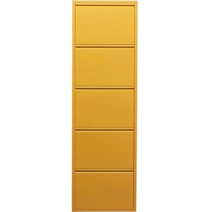 Kare Design Schuhschrank Caruso Gelb, Metall, mit 5 Klappen, Schuhablage für 10 Paar Schuhe, schmal, platzsparend, hoch, Schuhregal, Eingangsbereich, 170 x 50 x 15 cm (H/B/T), 88016 – Bild 2