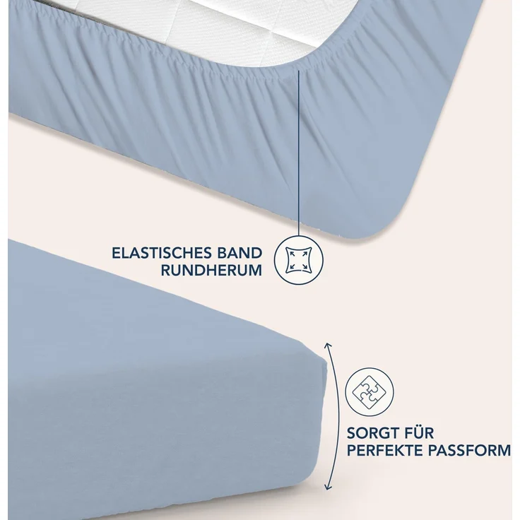 Dreamzie Spannbettlaken 150x190/200cm - 35 cm Tiefe Tasche - 100% Mikrofaser Bettlaken - Blau, Schadstoffgeprüft(Oeko TEX), Bettlaken mit Gummizug – Bild 3