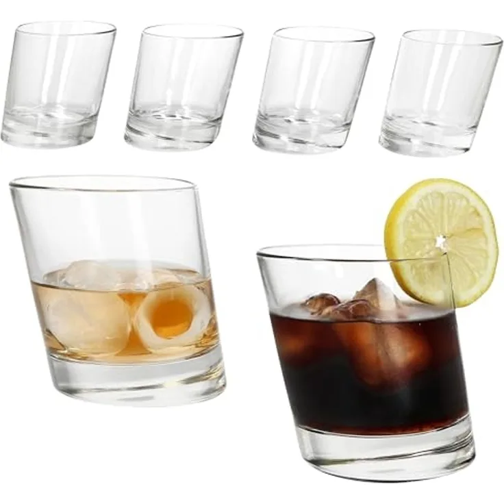 MamboCat Whiskyglas 6x Pisa Whisky-Gläser 250ml Tumbler D.O.F. Glas Scotch dicker Boden, Glas