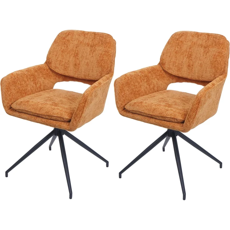 2er-Set Esszimmerstuhl HWC-N74, Küchenstuhl, drehbar Auto-Return, Stoff Chenille (490g/m²) ~ ocker-gelb – Bild 9