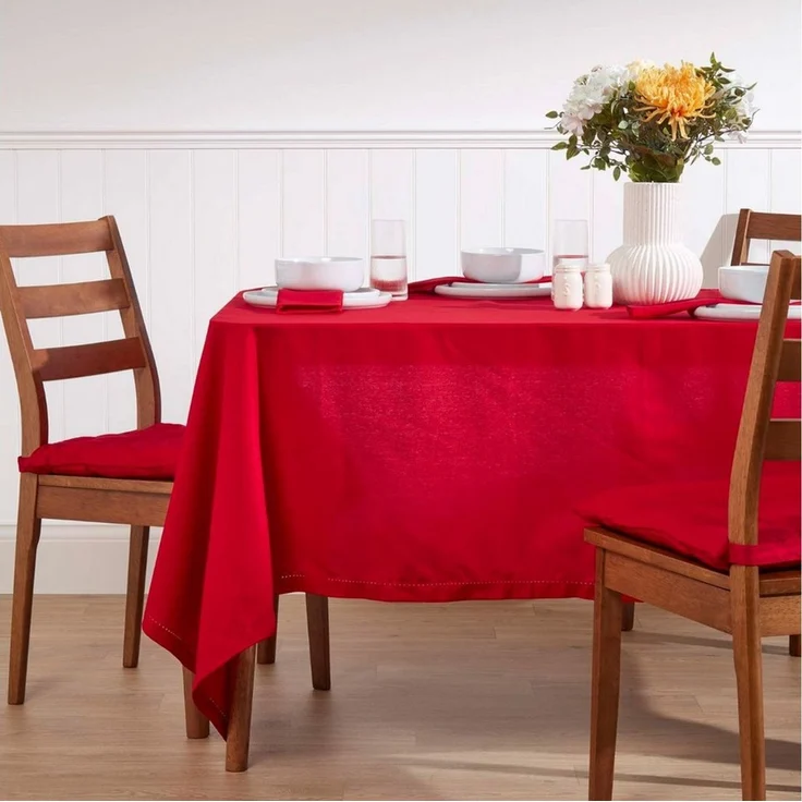 Homescapes Tischdecke Tischdecke rot – 137 x 137 cm, 100% Baumwolle (1-tlg) – Bild 1
