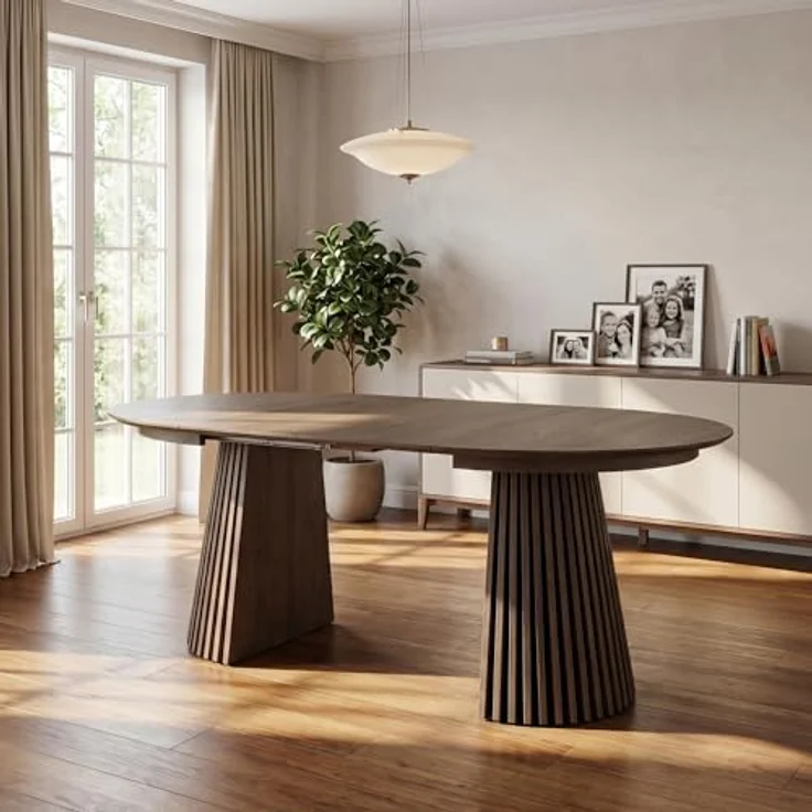 ebuy24 Esstisch Tokyo Esstisch inkl. 2 Zusatzplatten ø120x120-160- – Bild 2