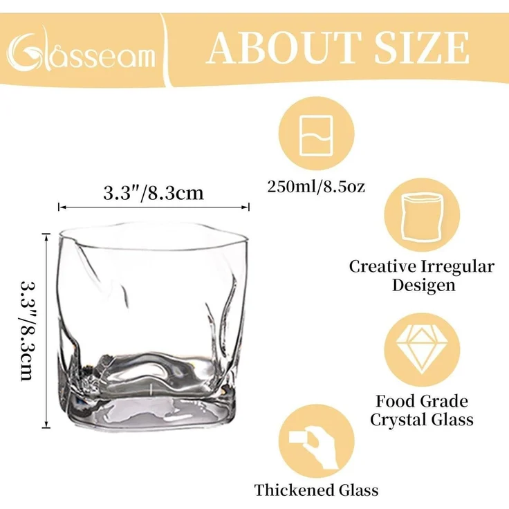 Whiskyglas Set 6 Unregelmäßige Falten Scotch 250ml Papa Ehemann Bourbon/Rum – Bild 5