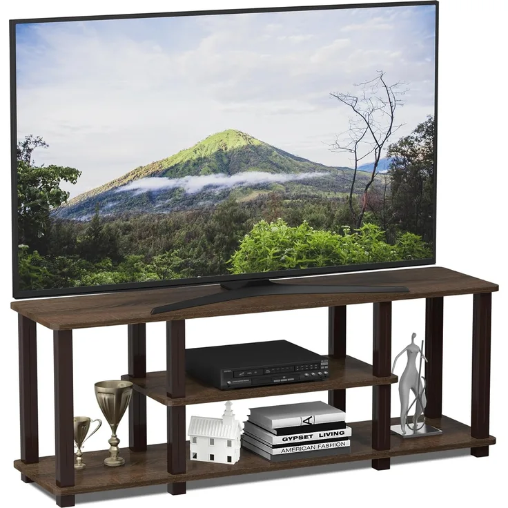 Furinno Entertainment/TV-Regal mit unterschiedlichen Ablageflächen, Walnuss/Braun, 29. 72x111. 25x41. 15 cm