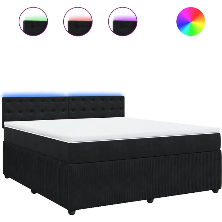 vidaXL Boxspringbett mit Matratze Schwarz 180x200 cm Samt 3290120 – Bild 2
