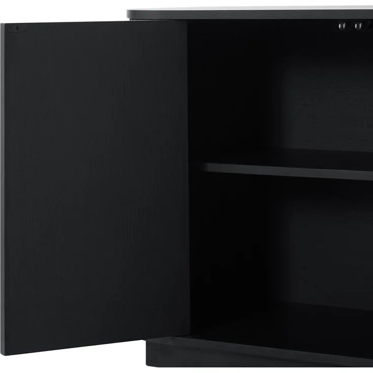 DESVIAE Sideboard mit 4 Türen und Wellenmuster 162,5x61x38 cm MDF Schwarz – Bild 4