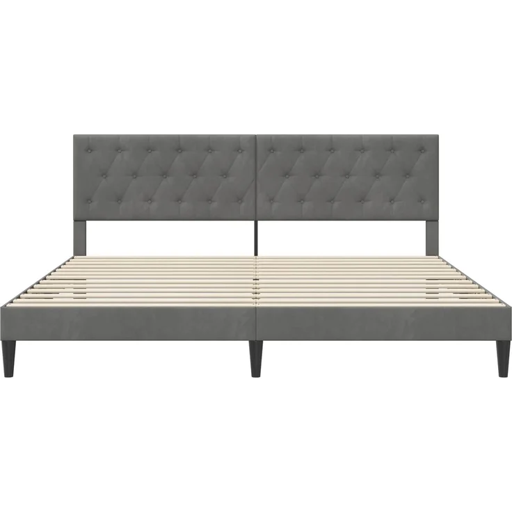 vidaXL Bettrahmen mit Kopfteil Dunkelgrau 180 x 200 cm Samt 42027680 – Bild 4