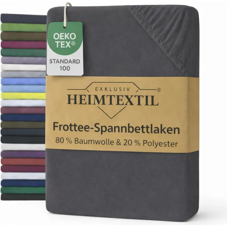 EXKLUSIV HEIMTEXTIL Frottee Spannbettlaken Rundumgummizug Marke 140 x 200 cm Grau 80% Baumwolle 20% Polyester Öko - Tex Zertifiziert Bed-Sheet Bettlaken Spannbetttuch Topper Leinentuch