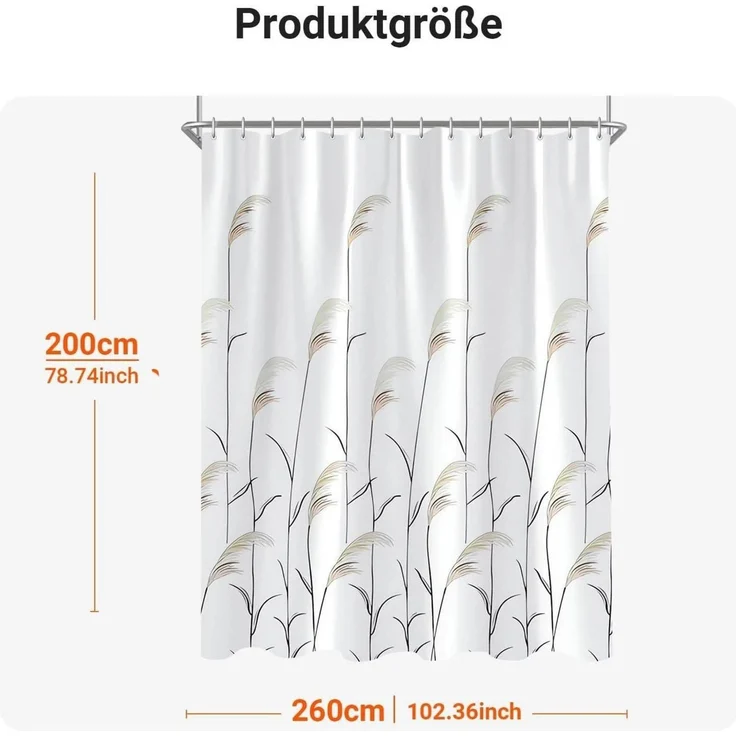 Duschvorhang Weizenohr 260x200cm Antischimmel wasserdicht waschbar Polyester – Bild 6