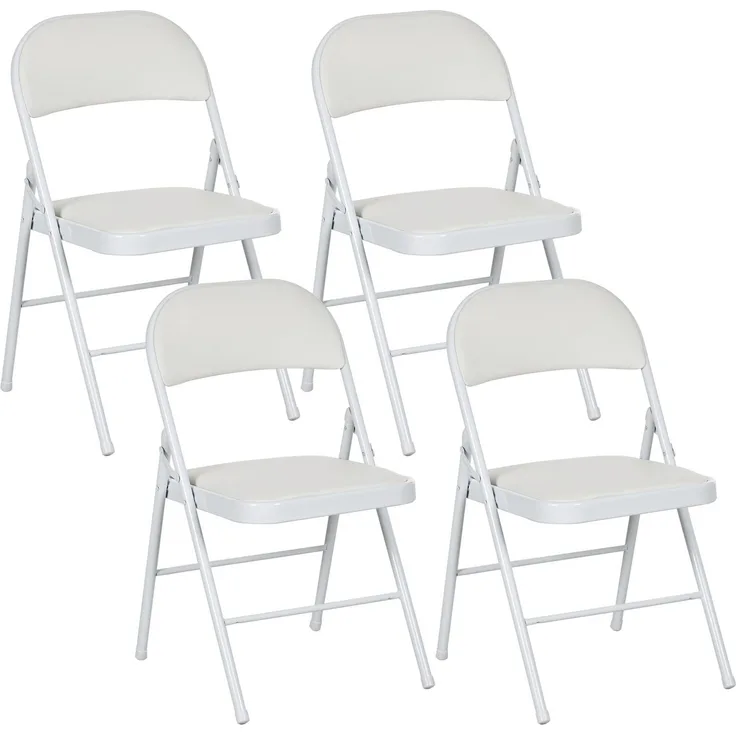 MELAYR, 4er-Set Klappstühle, Tragbare Bürostühle, Metallbeine, Faltstuhl für Büro, Empfang, 46 x 45 x 78 cm, Weiß
