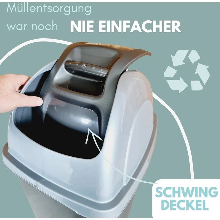 GarPet Mülltrennsystem 2er Set Mülleimer Schwingdeckel Mülleimer Küche 60l Mülltrenner Abfall – Bild 4