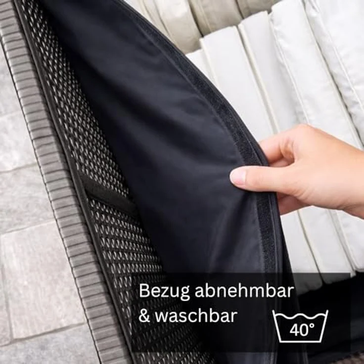 RS Trade 'Sienna' XL Kissenbox mit Doppel-Hubautomatik und Innenverkleidung, ca. 650 Liter, Polyrattan grau-silber, 60 x 73 x 155 cm – Bild 5