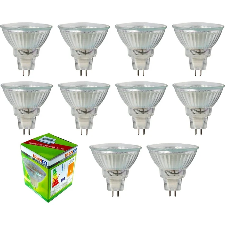 TRANGO LED-Leuchtmittel, 10er Set MR16030 LED Leuchtmittel mit MR16 Fassung zum Austausch von herkömmlichen Halogen Leuchtmittel MR16 I GU5.3 I G4 12 Volt 3000K warmweiß, 10 St, 10er Set MR16030 LED Leuchtmittel mit MR16 Fassung zum Austausch von herkö... – Bild 5
