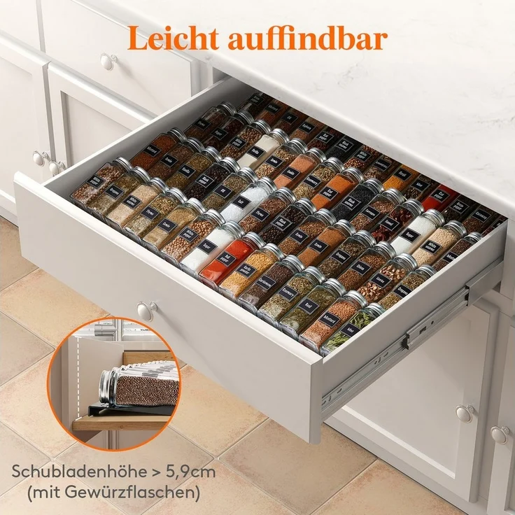 Lifewit Servierständer Kunststoff Justierbare Gewürzschublade Organizer, (8-tlg) – Bild 3