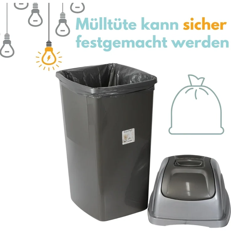 GarPet Mülltrennsystem 2er Set Mülleimer Schwingdeckel Küche Mülltrenner Abfalleimer Deckel – Bild 3
