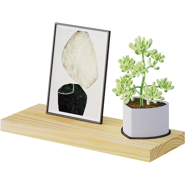 eSituro Wandregal Holz, Regal Wand, Hängeregal, Schweberegal, Regalbrett 40 x 19 x 3,5 cm, Wand Regal, für Küche Wohnzimmer Schlafzimmer, Wandboard mit unsichtbarer Halterung, Holzoptik – Bild 1