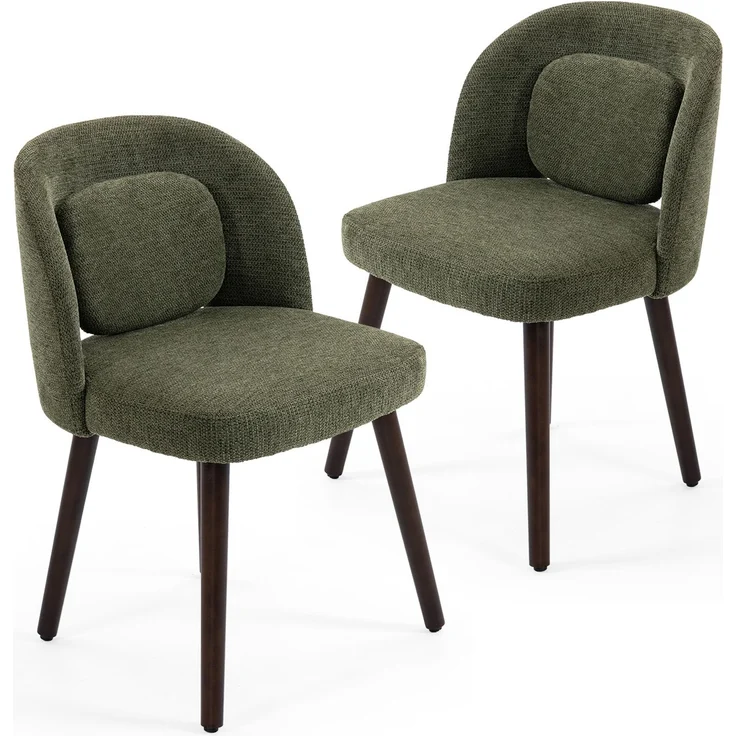 Esszimmerstühle 2er-Set mit ergonomischer Rückenlehne, Kautschukholz, 46x46x77,5 cm, Dunkelgrün – Bild 6